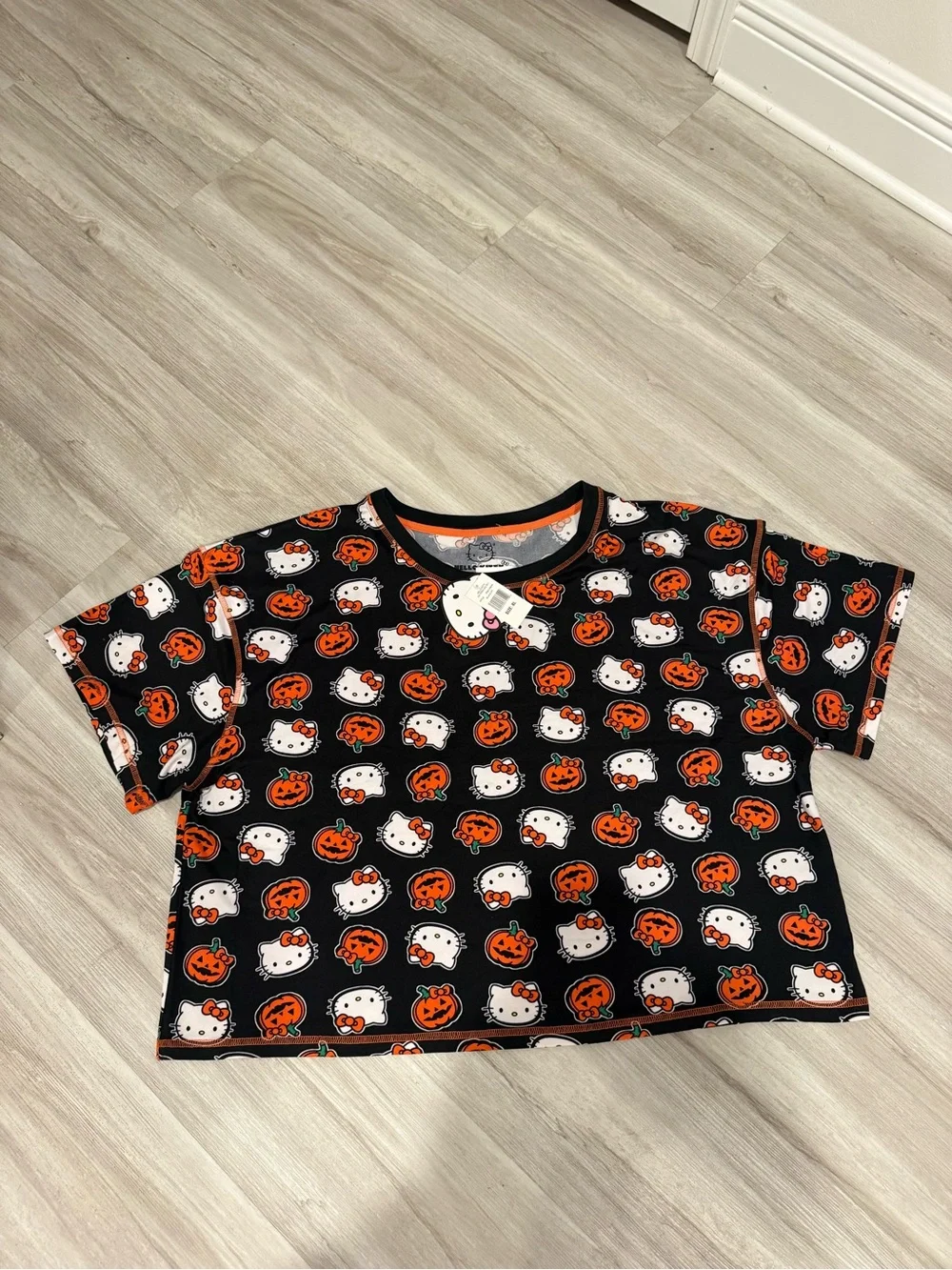 Hello Kitty XL Black & Orange Halloween Jack O Lantern Pajama Set for Women